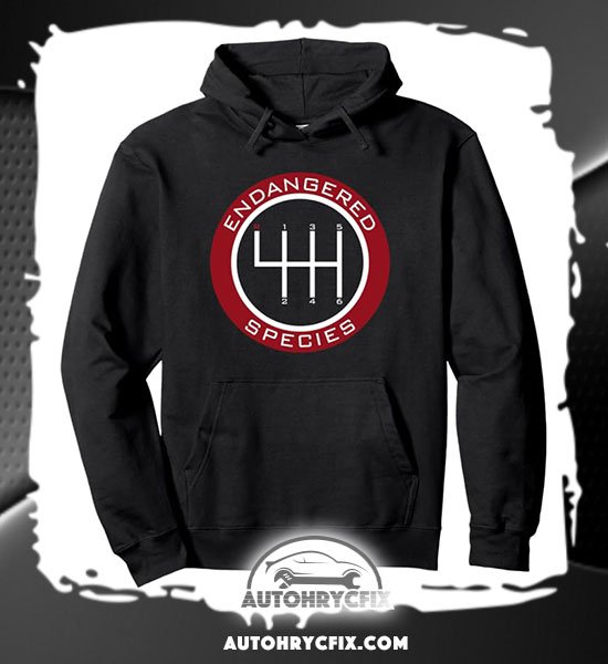 Autohrycfix Merch Endangered Species Manual Drivers Stick Hoodie, Car Guy, Gear head, Petrol Head Gifts