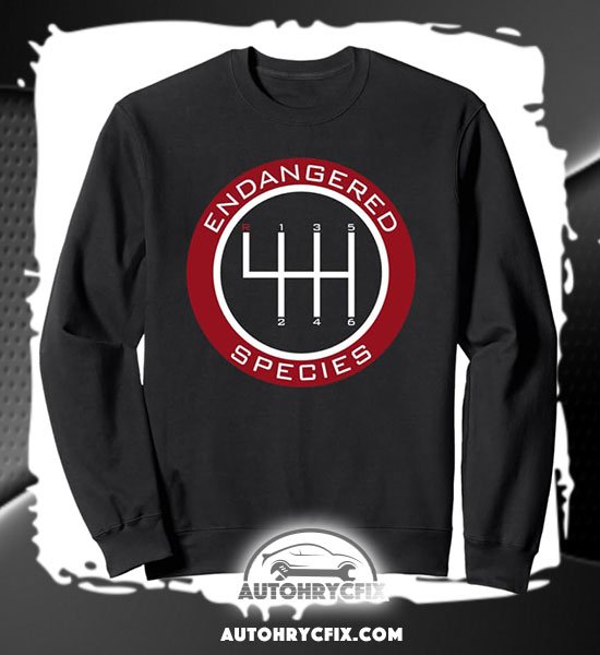 Autohrycfix Merch Endangered Species Manual Drivers Stick Crew Sweater, Car Guy, Gear head, Petrol Head Gifts