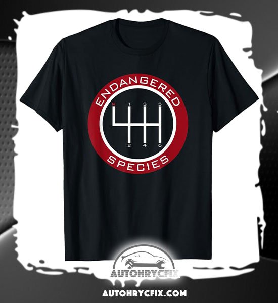 Autohrycfix Merch Endangered Species Manual Drivers Stick Shift T-shirt, Car Guy, Gear head, Petrol Head Gifts